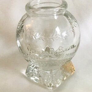 James B Beam Clear Glass Baseball Vase with Embossed Details and Square Vintage